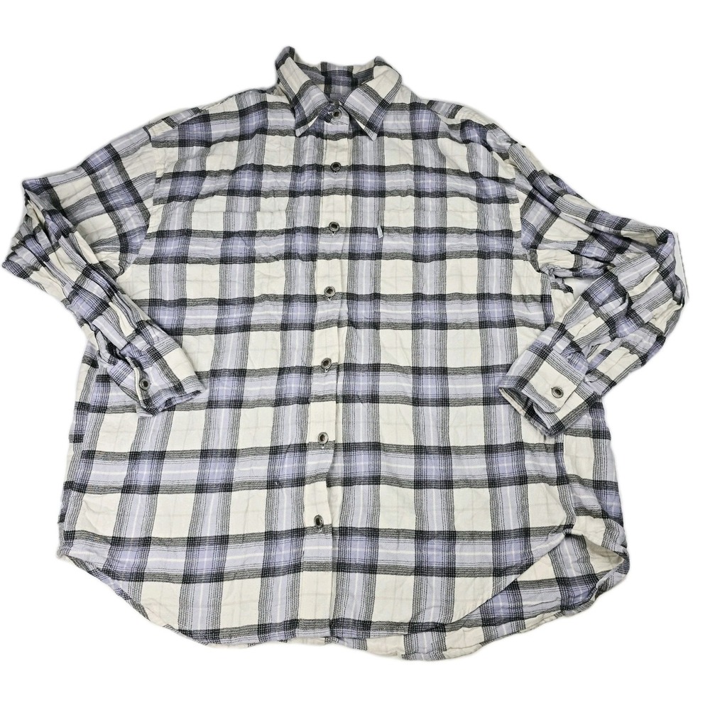 VTG 90s Levi's SilverTab Plaid Flannel Shirt Medium Long Sleeve Metal‎ Buttons